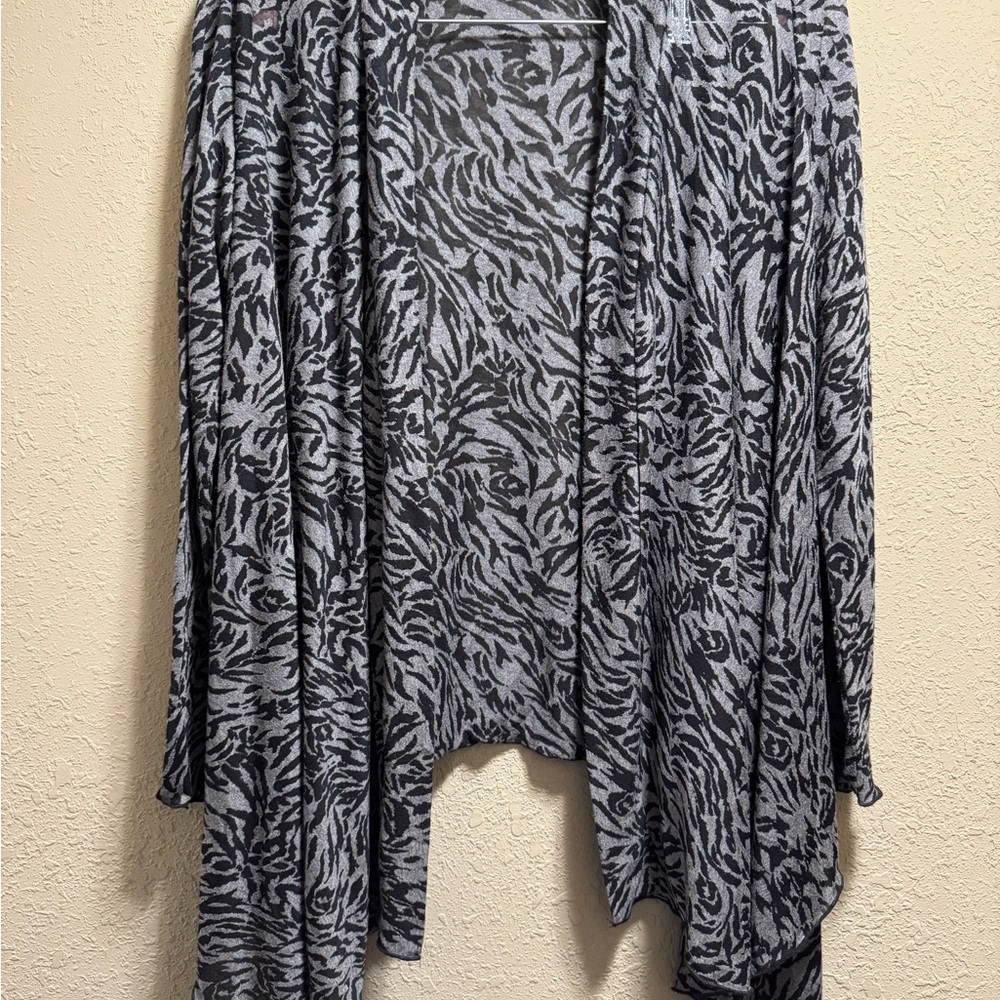 Black and Gray Waterfall Cardigan Sweater